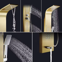 Panneau de douche thermostatique avec cascade et pluie, colonne de douche avec jets de massage SPA, mitigeur de douche en chrome poli moderne en céramique