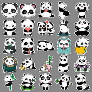 50 autocollants en PVC écologiques et imperméables pour enfants, motif <span class=keywords><strong>panda</strong></span>, dessin animé mignon, imprimés UV, pour skateboard DIY - Product Image 3