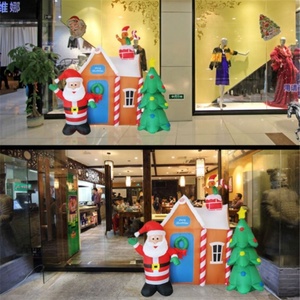 Décoration de noël commerciale et personnalisée, maison <span class=keywords><strong>gonflable</strong></span> publicitaire de 1.8M de haut avec arbre et père - Product Image 5
