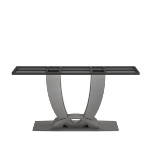 Table <span class=keywords><strong>à</strong></span> manger scandinave de 72 pouces avec plateau en marbre bleu veiné |   Table <span class=keywords><strong>à</strong></span> manger industrielle en kit, sculpturale, en forme de U, sur piédestal - Product Image 4