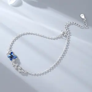 Trang Sức Nữ YFN Điều Chỉnh Vòng Tay Bướm Pha Lê Bạc 925 Sterling