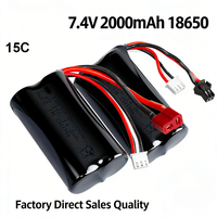 Paket Baterai Lithium 2S 15C 7.4V 2Ah 2000mAh 18650 untuk Mobil RC, Kendaraan Stunt yang Dikendalikan Jarak Jauh, Truk RC, dan Excavator