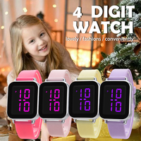 Jnew jam tangan anak-anak, jam tangan digital anak stopwatch anti air PC silikon tingkat penampilan tinggi, merah muda
