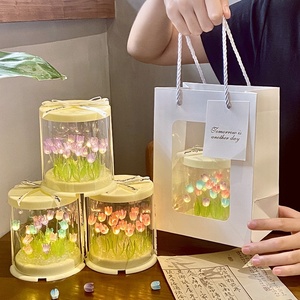 Lámpara Nocturna Creativa de Tulipanes, Ramo de Flores Simulado, Plástico Ecológico, Caja de Regalo para el Año Nuevo Chino, Luz para Dormir - Product Image 1