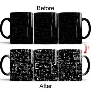 Fiziksel ve matematik formülleri, renk değiştiren kupalar, seramik termal duyarlı ofis kahvaltı kahve fincanları