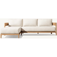 Mobilier de jardin de luxe en bois de teck chaise longue à bras gauche avec ottoman ensemble canapé sectionnel