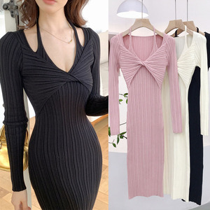 <span class=keywords><strong>Abito</strong></span> <span class=keywords><strong>in</strong></span> <span class=keywords><strong>maglia</strong></span> con scollo a V di fascia alta <span class=keywords><strong>in</strong></span> stile francese vestito da donna nuovo stile autunno inverno Sexy <span class=keywords><strong>abito</strong></span> da Club Sexy - Product Image 2