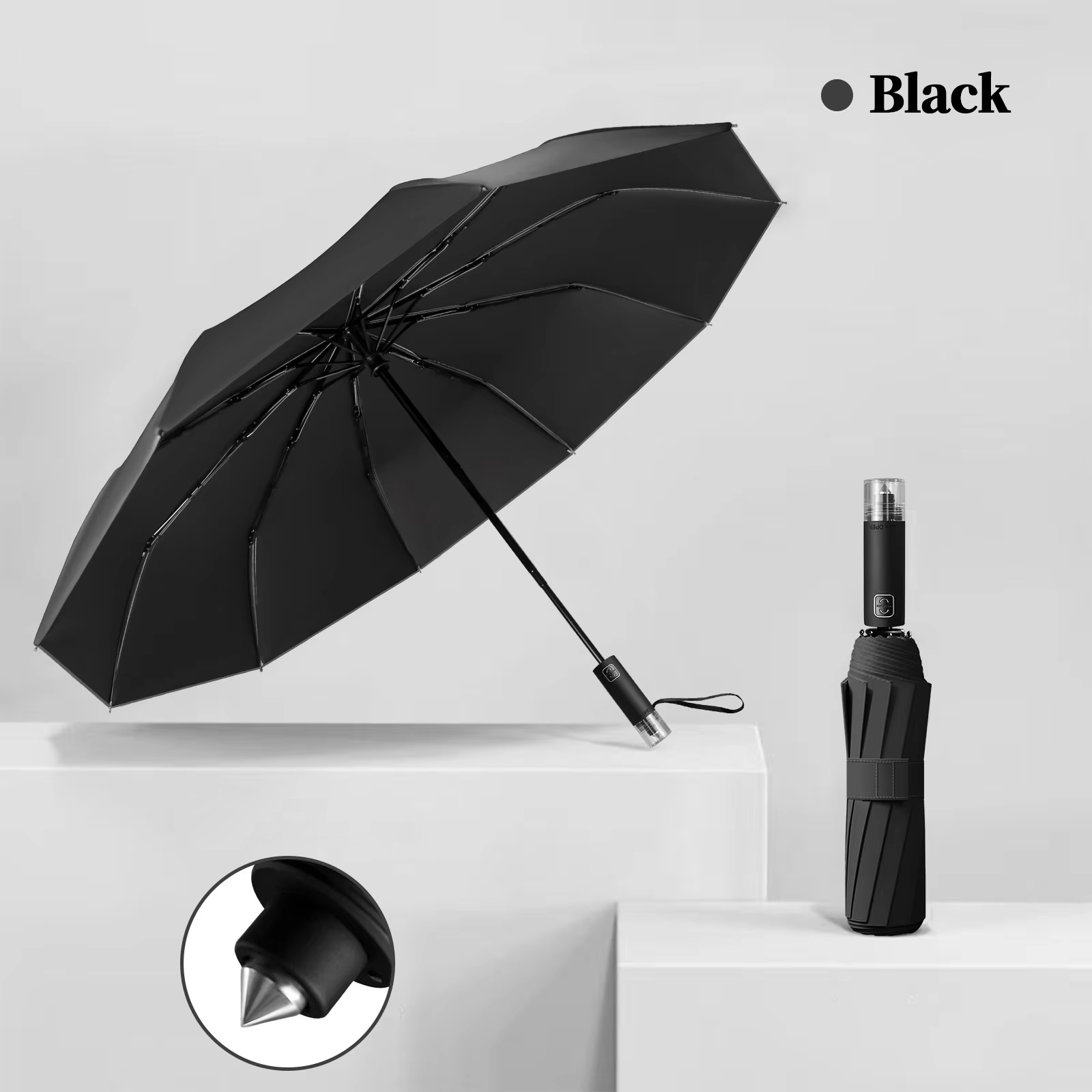 black-broken window handle automatic umbrella