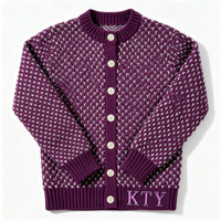 Cardigan en tricot jacquard grande taille brodé, avec poignets côtelés, vêtement d'extérieur tricoté, personnalisé pour femme, directement de l'usine
