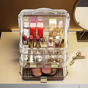 Organisateur de rangement cosmétique avec tiroirs, organisateur de maquillage en plastique translucide pour rouge à lèvres et produits de soin de la peau - Product Image 4