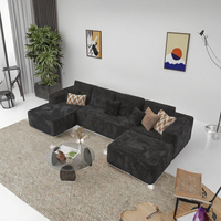 Sofá Modular en Forma de U, Sin Estructura, Ajustable, Relleno de Esponja Negra, Tapizado en Terciopelo, Moderno, para Apartamento, Hotel, Villa, Taller