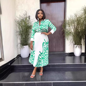 Nueva Colección Otoño 2025 Estilo Europeo Americano, Camisa Casual de Manga Larga <span class=keywords><strong>con</strong></span> Estampado de Cebra, <span class=keywords><strong>Falda</strong></span> Plisada a Media Pierna, Conjunto de Dos Piezas <span class=keywords><strong>con</strong></span> Botones - Product Image 2