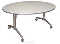 Table de conférence moderne pliable en métal pour bureau à domicile - Forme ovale ronde, table de réunion modulaire