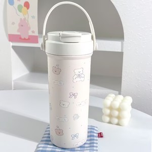 Copo Térmico Portátil e Fofo com Isolamento a Vácuo, Capacidade de 500ml, Estilo de Design de Desenho Animado para Viagens de Crianças, Bebidas de Café com Canudo - Product Image 6