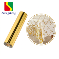 SHENGSHENG Lámina de Estampado en Caliente Ecológica de PET para Manteles de PVC, Dorado/Plateado/Oro Rosa Metálico, 140cm y 150cm de Ancho