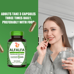Suplemento para el Cuidado de la Salud, Cápsulas Orgánicas de Alfalfa para el Bienestar General, Aumentan la Energía, Cápsulas Naturales de Alfalfa a Base de Hierbas - Product Image 2