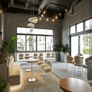 Meubles de café style Tuoji, cadre mural suspendu en métal multi-niveaux, éclairage LED, <span class=keywords><strong>vitrine</strong></span> de réception en verre trempé - Product Image 5