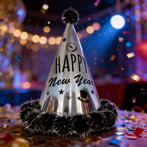 Cappello di <span class=keywords><strong>Capodanno</strong></span> per Costume, Accessorio Fotografico Oro e Argento, Cappello da Festa per Adulti con Pompon, Decorazione per Festival per Bambini - Product Image 2