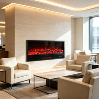 Cheminée électrique encastrable en métal de 50 cm, style français, avec chauffage, WiFi intelligent, flamme LED multicolore, télécommande, pour maison, hôtel, villa, OEM