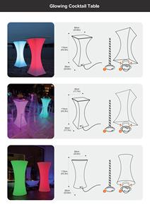 Set Meja dan Kursi Pesta Tahan Air dengan Lampu LED untuk Acara, Meja Koktail LED untuk Bar Luar Ruangan, Furnitur LED - Product Image 4