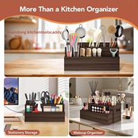 Boîte de rangement de cuisine en bois massif, organiseur de vaisselle à compartiments, sans couvercle, design moderne, multi-usages, pour baguettes, couteaux, fourchettes