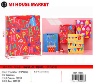 Sacchetto Regalo di Compleanno in Carta con Stampa a 4 Colori, Design Rosso 'Buon Compleanno' per Feste - Product Image 3