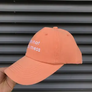 Topi bisbol olahraga pria Logo kustom, topi ayah bordir 6 Panel