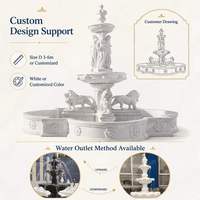 Fontaine d'eau en marbre blanc de grande taille MILY, style européen de luxe personnalisé pour la décoration de jardin extérieur et de villa