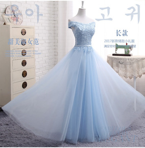 Vestido de Novia Nuevo Azul Princesa con Cuentas Elegantes en Color Azul Claro SWS233, Vestido para Fiesta, Escenario, Estudio Fotográfico - Product Image 3