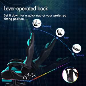 Chaise de jeu inclinable avec barre lumineuse LED RGB au design moderne, en cuir PU, échantillon gratuit pour les joueurs, vente en gros en usine bleue - Product Image 5