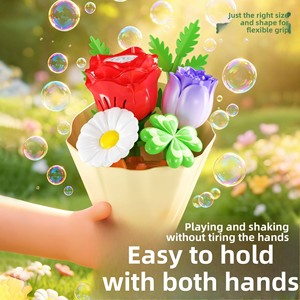 Machine à bulles automatique pour bouquet de fleurs avec lumière LED, souffleur de bulles électrique <span class=keywords><strong>romantique</strong></span> pour la Saint-Valentin, mariage, anniversaire, cadeau - Product Image 1
