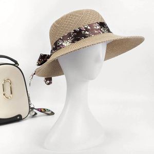 New Style Raffia Ladies Fishing Sun Visor Summer <b>Hats</b> Women Raffia <b>Straw</b> Beach <b>Hat</b> Ribbon - Product Image 5