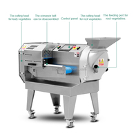 Multifunctionele automatische CNC-machine met dubbele kop voor het snijden van fruit en groenten, commerciële apparatuur voor het snijden, in blokjes zagen en raspen van groenten