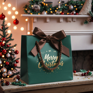 Creatrust Tùy Chỉnh In Dây Kéo Trắng Craft Cây Giáng Sinh Thiết Kế Trái Cây Rau Chuỗi Mua Sắm Trang Phục Túi Giấy Món Quà Giáng Sinh - Product Image 4