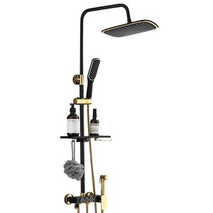 4 phím treo tường vàng đen vòi hoa sen vòi phòng tắm thác xử lý duy nhất thép không gỉ Bath <span class=keywords><strong>Shower</strong></span> Mixer vòi Bộ vòi - Product Image 5