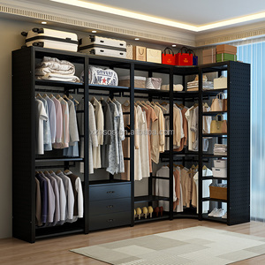 [Version haute] Porte-vêtements métallique, Étagère de rangement ouverte, Étagère à assembler, Étagère sur pied, Porte-manteau d'angle - Product Image 3