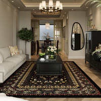 Tapis de salon haut de gamme en velours belge à motif géométrique de style américain rétro, imperméable et résistant aux taches, pour chambre à coucher et chevet.