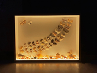 Cadre d'art en coquillages lumineux haut de gamme, en forme de croissant de lune, en résine LED avec coquillages véritables, boîte profonde, veilleuse pour cadeau et décoration côtière, vente en gros