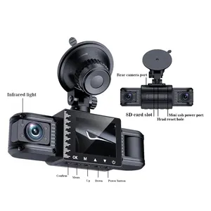 Best Selling 3 Lens Camera Dashboard Dual 180 Degree Dvr Vehicle Recorder Dual 1080P Front And Back Dash Cam Car Camera For Car