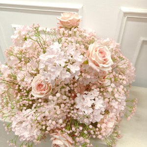 การจัดดอกไม้ประดิษฐ์สีชมพูทรงกลมสำหรับตกแต่งหน้าต่างคริสต์มาส ผ้าดอกไม้สำหรับงานแต่งงาน ของตกแต่งกลางโต๊ะ - Product Image 2