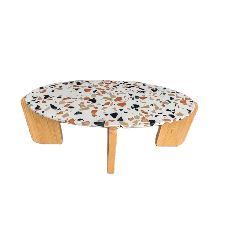 호텔 가구 맞춤형 대리석 식탁 카페 바 테이블 다리 나무 기초 테라조 스톤 커피 테이블