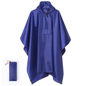 Hooded Rain Poncho For Adult With Pocket Waterproof Lightweight Unisex Raincoat For Hiking Camping Emergency