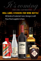 Etiqueta de Papel de Arte con Logotipo en Relieve Personalizada de Fábrica, Etiqueta de Vino de Color, Etiqueta Adhesiva para Botellas en Rollo