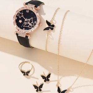 Reloj <span class=keywords><strong>de</strong></span> mujer Simple ocio estrella y luna con <span class=keywords><strong>calendario</strong></span> moda reloj <span class=keywords><strong>de</strong></span> cuarzo pulsera combinación mariposa YuSa160 - Product Image 1