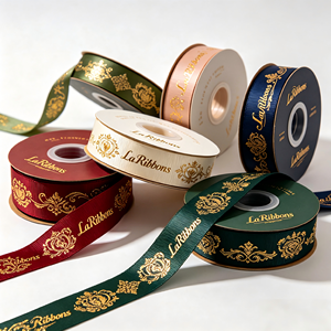 Ruban gros-grain floral vintage doré à motifs imprimés LaRibbons pour emballage cadeau, bouquets, boîtes de parfum et décoration de nœuds - Product Image 6