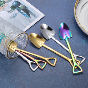 Stainless Steel Spatula Spoon Set Gold Titanium Plated Dessert Ice Cream Coffee Spoon Creative Serving <b>Tool</b> - Product Image 2