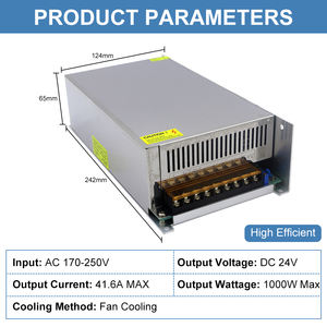 Fuente <span class=keywords><strong>de</strong></span> Alimentación Conmutada Industrial ESANN <span class=keywords><strong>de</strong></span> 1000W 24V 41.5A, CA 110V-220V a CC 24V Regulada, Carcasa <span class=keywords><strong>de</strong></span> Aluminio, IP20, Interior, Bajo Costo - Product Image 2