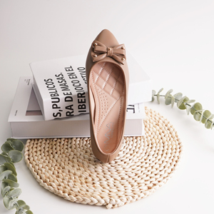 Ballerines plates pour femmes en PU souple, à enfiler, à bout pointu, avec nœud et clous métalliques, style <span class=keywords><strong>camel</strong></span>, pour le bureau - Product Image 2