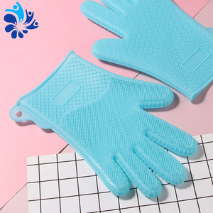 Gants de nettoyage en silicone isolants thermiquement, imperméables, texture diamant, taille adulte, bleu, violet, jaune, rouge - Product Image 1