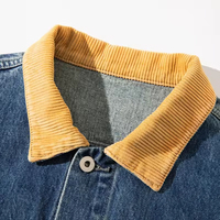 Veste en jean vintage pour homme, mélange lin/coton, détails patchwork, délavage clair, lavable, vêtement d'extérieur décontracté, saison automne/printemps, OEM